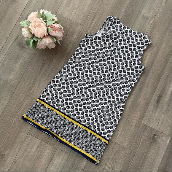 Land's End Palms Print Yellow Accent Shift Dress - Picture 4 of 6